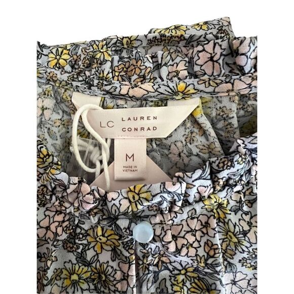 Lauren Conrad Women’s Dress Floral Blue & Pink with Belt SZ M NWT - Picture 6 of 11